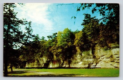 1962 White Pines State Park Illinois Overhanging Rocks Picnic Area Postcard