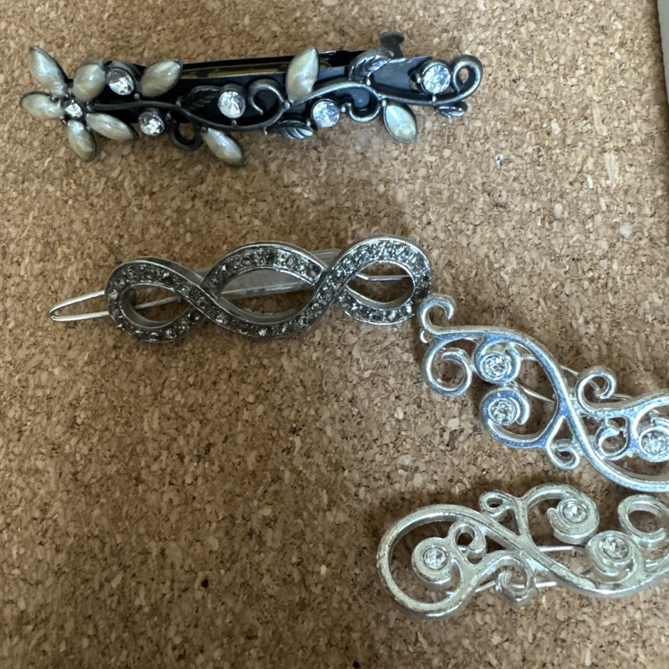 Set of Decorative Vintage Hairpins with Rhinestone Accents - Image 2 of 4
