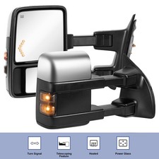 Pair Chrome Power Heated Tow Mirrors For 1999-2007 Ford F250 F350 F450 F550
