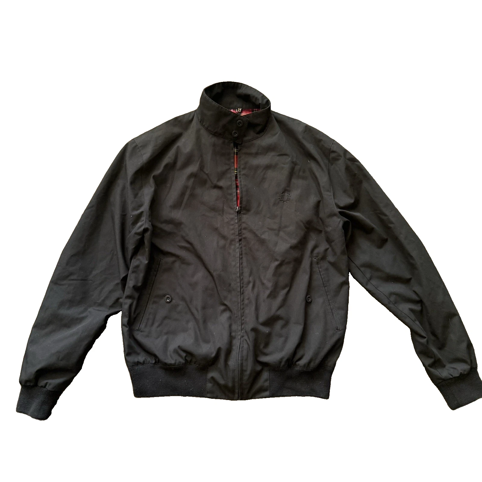 Fred Perry Harrington Jacket Men M 40 Black Red Tartan Lined Bomber Mod England - product detail image 4