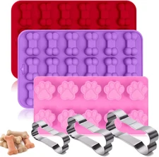 Set of 6，3 Packs Silicone Molds Puppy Dog Paw & Bone Shaped and 3 6 