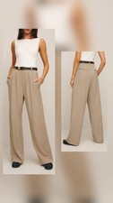 Reformation Size 6 Khaki Mason Pants 100 Tencel Wide Leg Pleated Front Trouser
