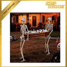 Halloween Skeleton Outdoor Decorations, Life Size 5ft Posable Skeletons, Coffin