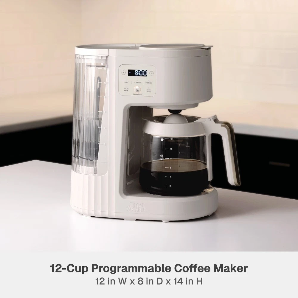 12-Cup Programmable Drip Coffee Maker with 60oz Water Reservoir, 4 Brew Modes, - thumbnail 3