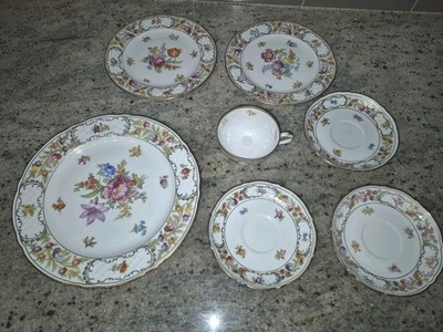 Bavaria Schumann Arzberg Empress Dresden Flowers Porcelain Gold Trim Lot