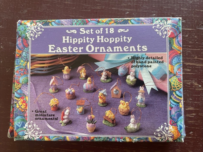 Giftco Set Of 18 Hippity Hoppity Mini Easter Ornaments 1/2”- 1”