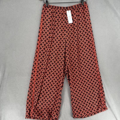 Sheike Pants Womens 12 Red NWT Wide Leg Baggy Relaxed High Patterned Remi