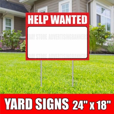HELP WANTED Yard Sign with H-Stakes Employment Jobs Ad Employee Work