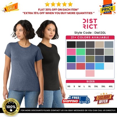 District DM130L Womens Short Sleeve Perfect Tri Crew Neck Tee Top T-Shirt