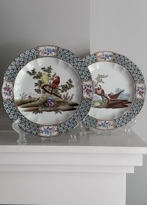 Pair of VTG CHELSEA HOUSE Trellis Yellow Bird Regency Plates 10.5 