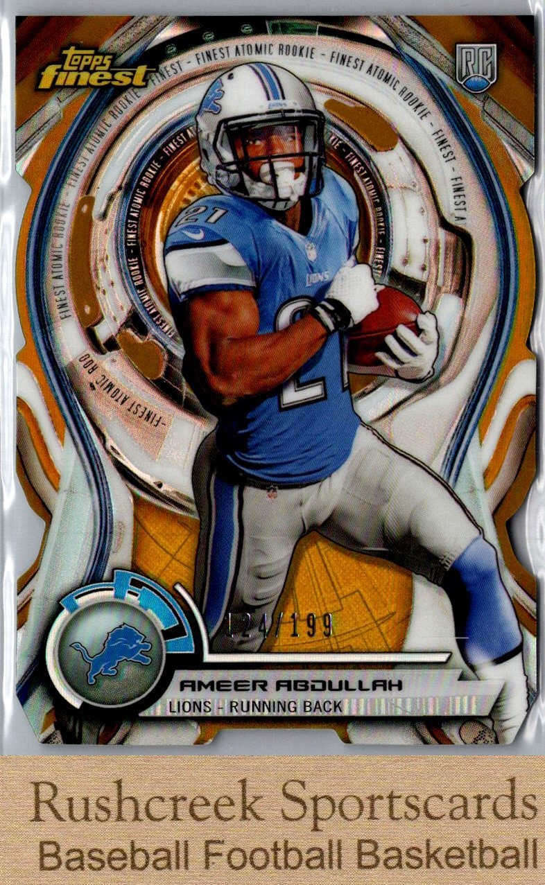 Ameer Abdullah Finest Atomic Rookie Die-Cut #AA Gold Refractor
