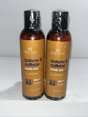 2 Sealed Botanic Hearth Batana + Caffeine Hair Oil 6.7oz Each