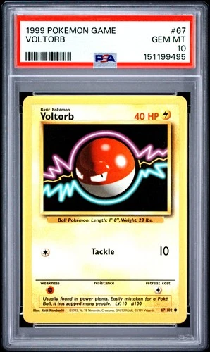 1999 POKEMON BASE SET UNLIMITED #67 VOLTORB PSA 10