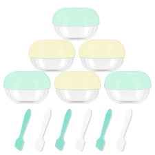 6Pcs 10ml Travel Containers with Mini Spatulas Leakproof Cosmetic Jars Reusable