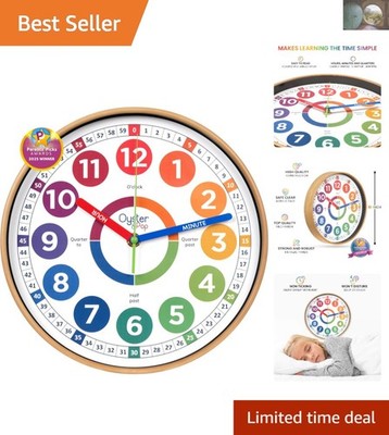 Interactive 10 Inch Analog Clock for Kids - Silent & Battery Operated For Study