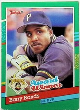 1991 DONRUSS #762 BARRY BONDS AWARD WINNER BASE CARD NM