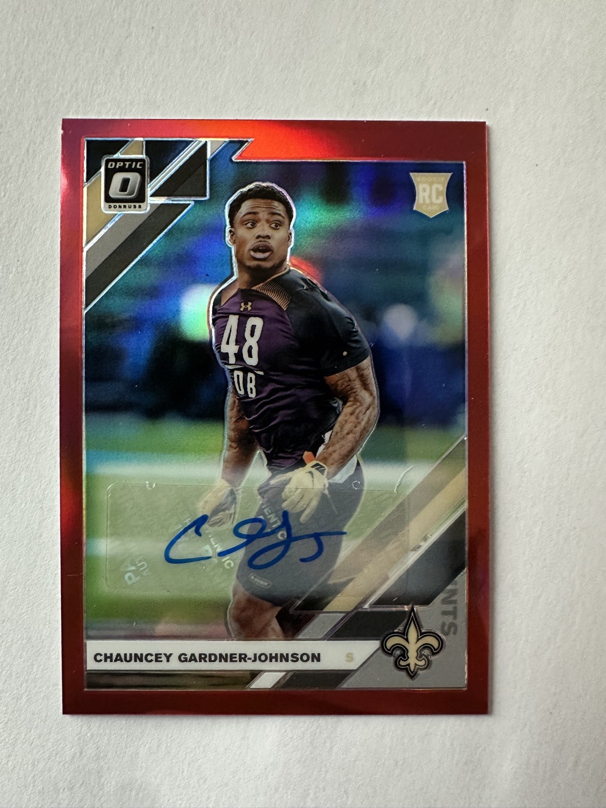 2019 Panini Donruss Optic Chauncey Gardner-Johnson Red Prizm Autograph #'d 23/50