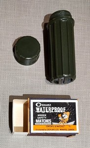 Vintage Waterproof Matches Box & Match Storage Safety Tube & Striker- No Matches