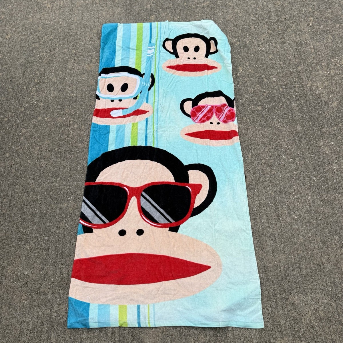 Vintage Paul Frank Julius Rare Beach Large Towel Y2K Blue Monkey