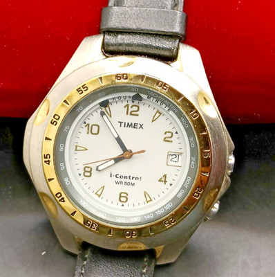 Vintage TIMEX i-Control Two Tone Edelstahl Indiglo Uhr - sehr guter Zustand / funktioniert
