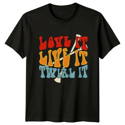 Love It Live It Twirl Damen T-Shirt Retro Schlagstock wirbelnd Geburtstagsgeschenk für Sie