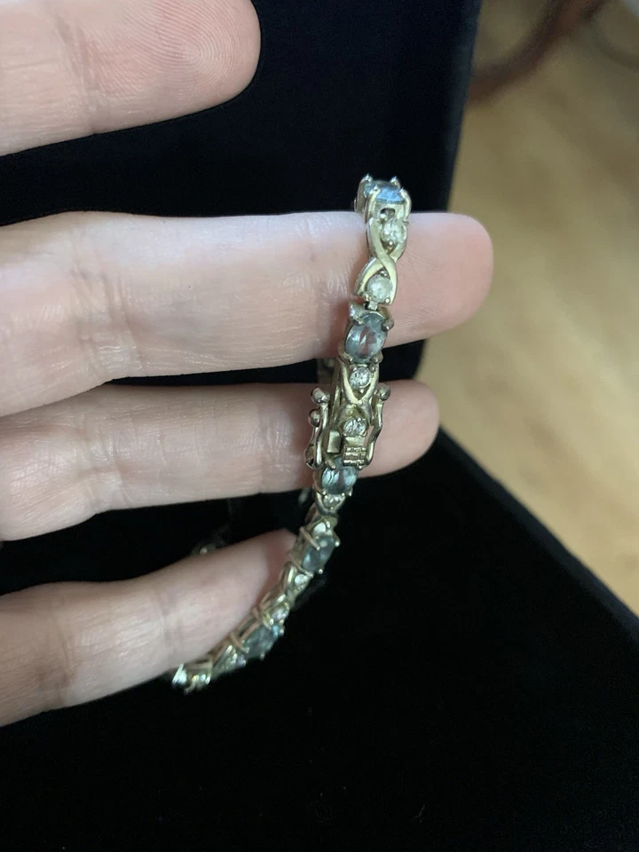 Brazalete tenis diamantes y zafiros Foto 4 de 4