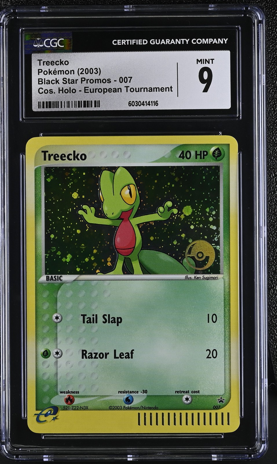 CGC 9 Treecko Black Star POP Promo Holo 007 European Tournament Pokemon Card 
