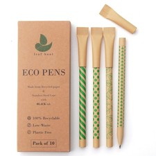 Eco-Friendly Paper Pens Pack 10/24 - Recyclable Black Ink - Zero Waste Gift