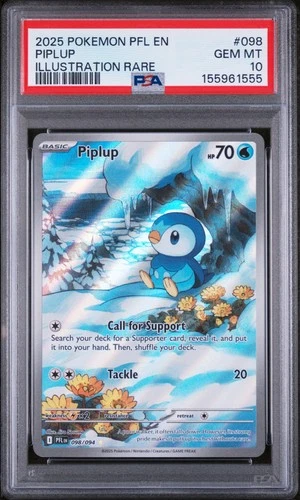 2025 POKEMON PFL EN-PHANTASMAL FLAMES ILLUSTRATION RARE #098 PIPLUP PSA 10
