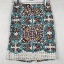 Anthropologie Maeve Multi-Color A-Line Skirt Size 4 Geometric Pattern Floral
