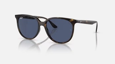 NEW RAY-BAN ROUND SUNGLASSES HAVANA / DARK BLUE RB4378 710/80 54-16