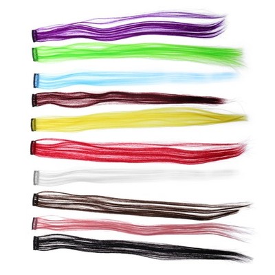 10 Pcs Hair Extensions Colored Clip in Festival Accessories Fake