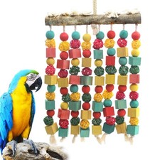 Large Bird Parrot Toy,Bird Chewing Toy Natural Wooden Wooden Blocks Takraw Pa...