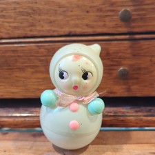 Vintage Roly Poly Rattle Crib Toy Doll 4 inches Tall