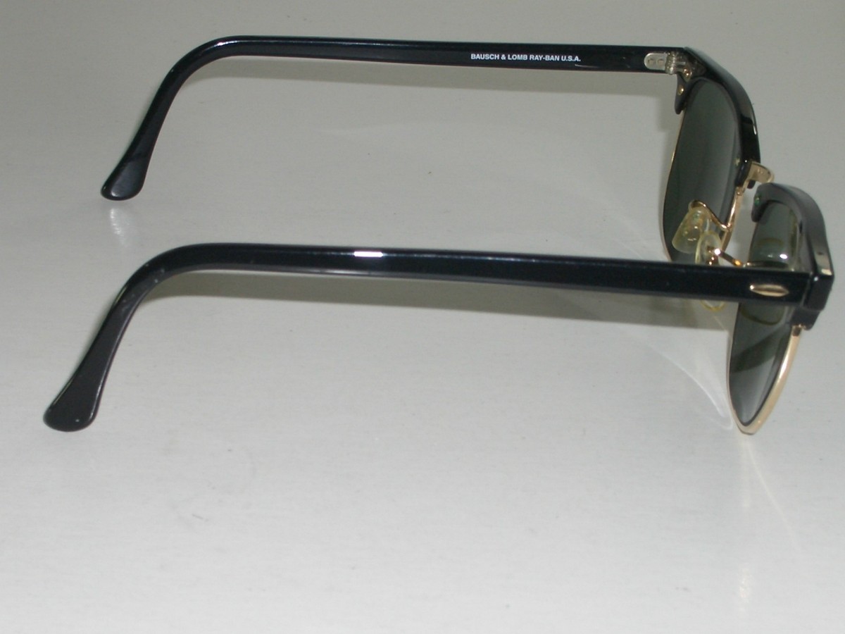 VINTAGE B&L RAY-BAN W0365 BLACK ACETATE/GOLDEN G15-UV CLUBMASTER