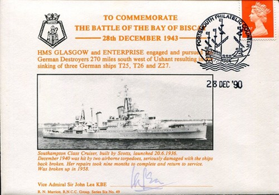 #ad Admiral John Lea HMS Glasgow Enterprise Bay Of Biscay WWII War Signed Autograph $29.99