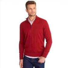 Untuckit Belguardo Merino Wool Quarter-Zip Sweater L Red