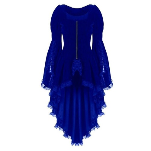 Women Retro Gothic Punk Rave Long Coats Brocade Steampunk Victorian Dress Jacket - Picture 12 of 20