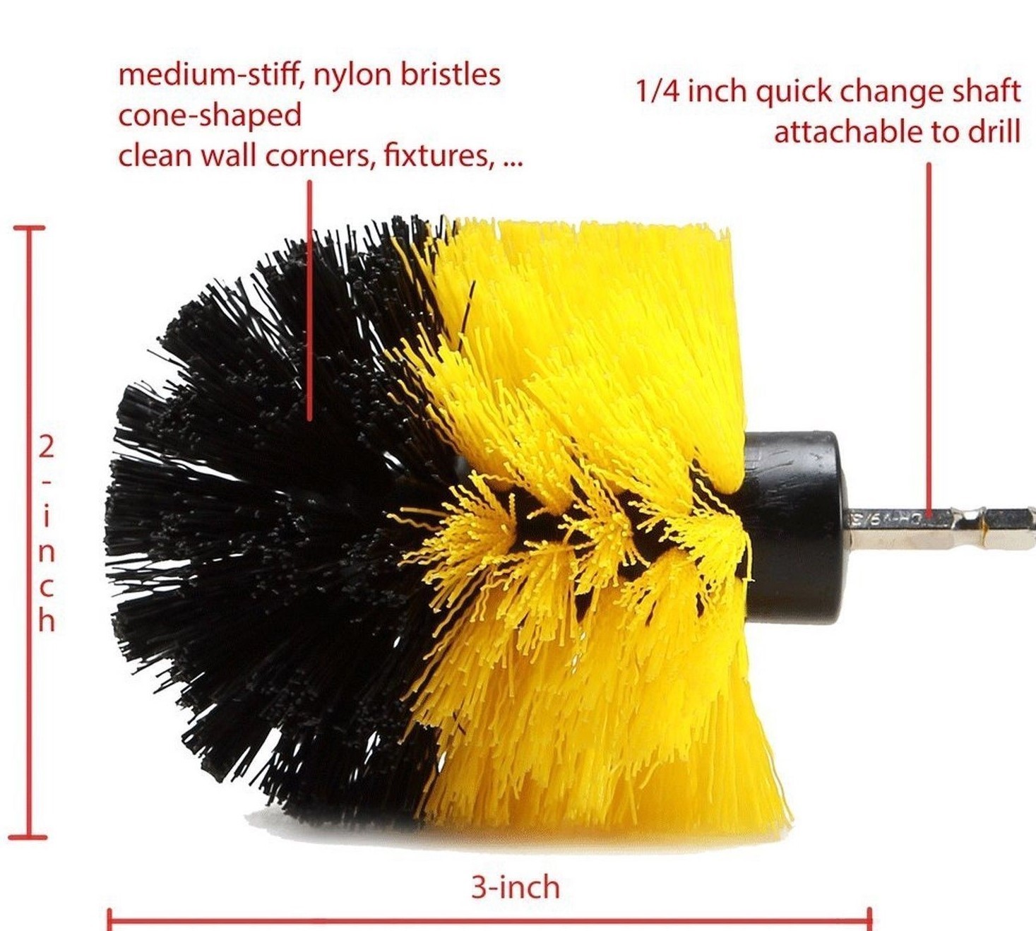 Tile Grout Power Scrubber Cleaning Drill Brush (medium duty)