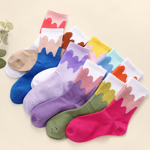 Cute Long Patchwork Funny Cotton Socks Gradient Socks Middle Tube Stockings - Picture 1 of 16