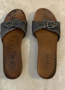 Dr Scholls Womens Size 9 Slip On Denim Slide Sandals Advanced