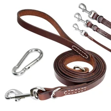 5/6FT Genuine Leather Dog Leash Heavy Duty Training Lead for Medium Large Dogs 