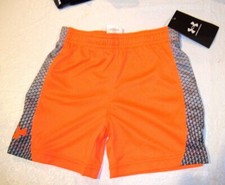 New Under Armour sz 2T solid neon orange with logo boys elastic waist shorts