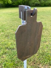 3/8" AR500 7"x12" IDPA/IPSC Steel Shooting Target Range Gong w/ T-Post Hook
