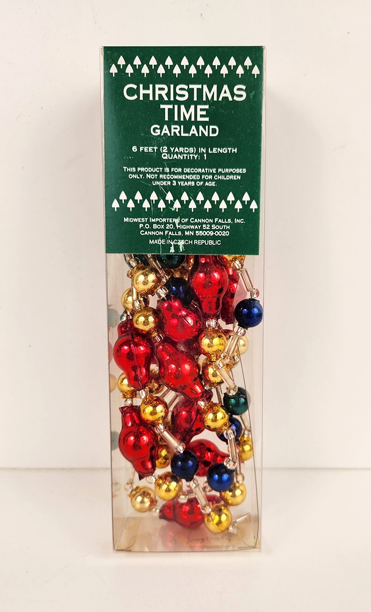 Vintage Glass Christmas Garland Chain 6 Ft Czech Midwest