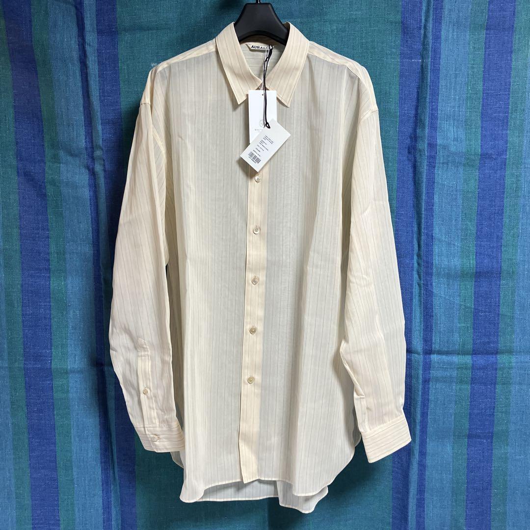 Hard Twist Organdy Stripe Shirt Light Beige Size 4 New Condition  