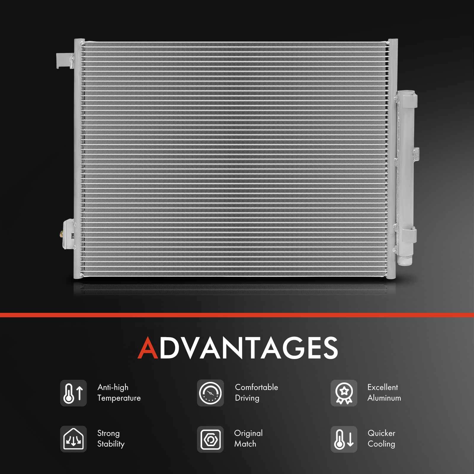 A/C Condenser with Receiver Drier for Maserati Ghibli 2014 2015 2016 2017 3.0L