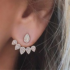 Women Earrings Stud Cubic Zirconia Crystal Prong Jewelry Accessories Girls Set