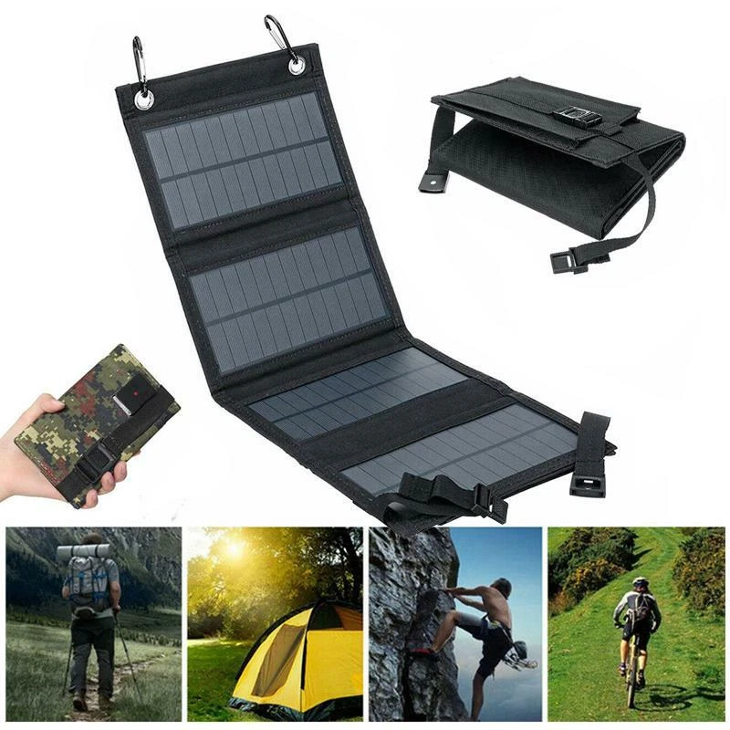 Pannello solare pieghevole caricabatterie telefono campeggio trekking USB