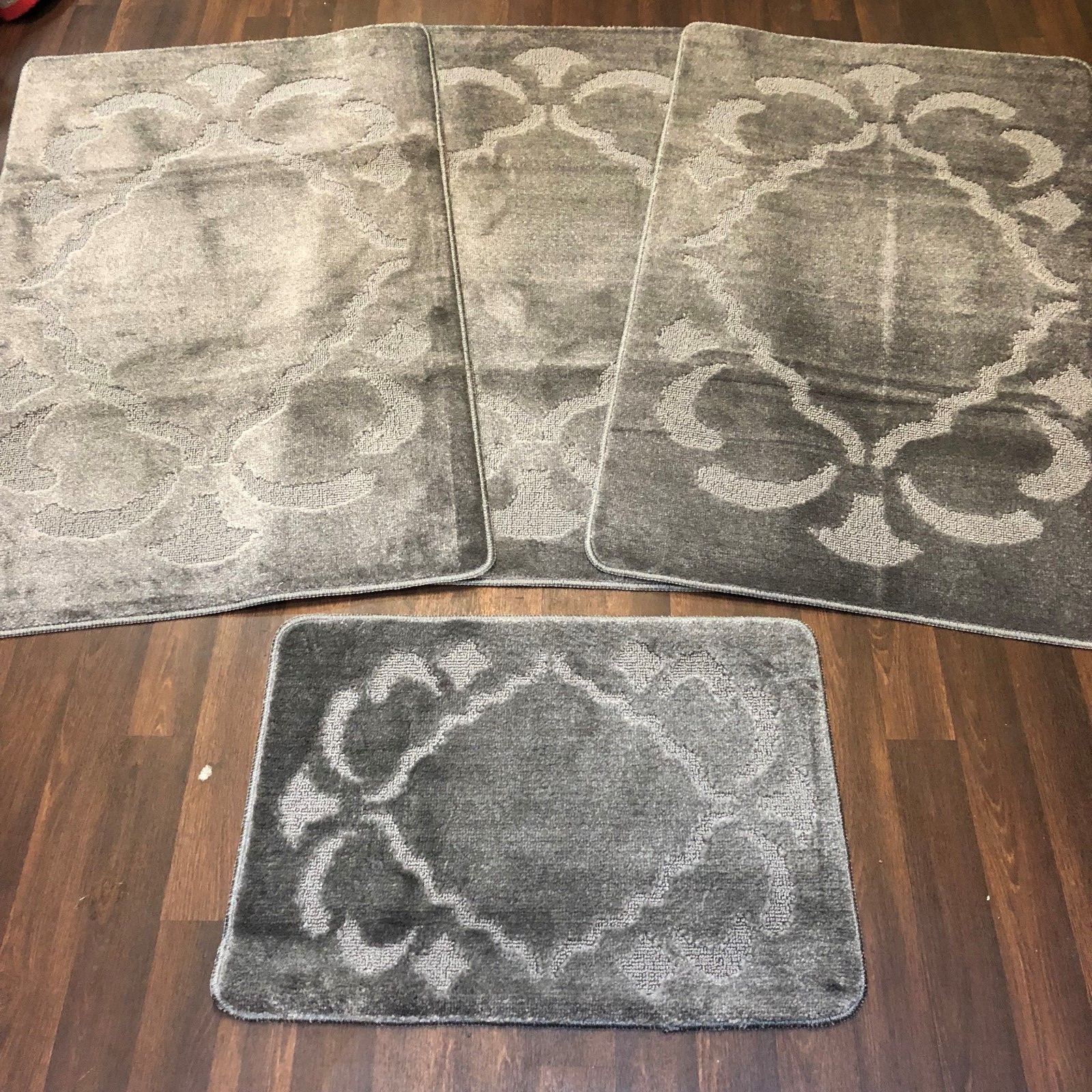 ROMANY WASHABLE GYPSY MATS 4PCS SET 80X120CM NON SLIP DIAMOND SWIRL